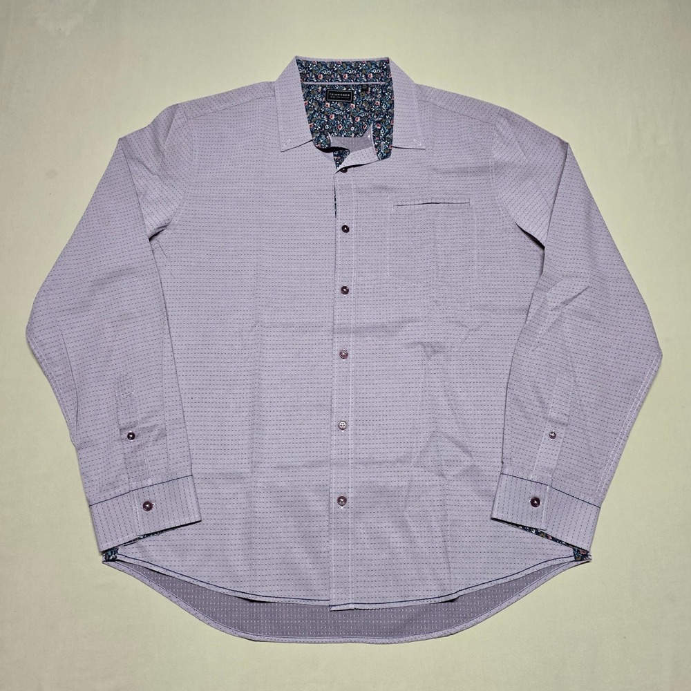 7 Diamonds Mens XL Purple Micro Dot Long Sleeve Button Down Shirt Slimming
